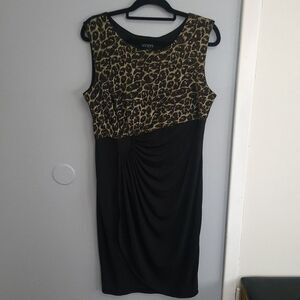 Enfocus Studio Women Size 14w Black/Gold‎ Sleeveless Animal Print Dress